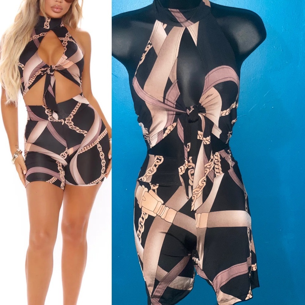 Tied up High Biker Short Set